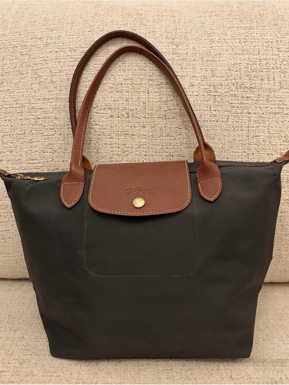 OFFERS WELCOME - Long Handle Gray Longchamp Le Pliage Shoulder Bag